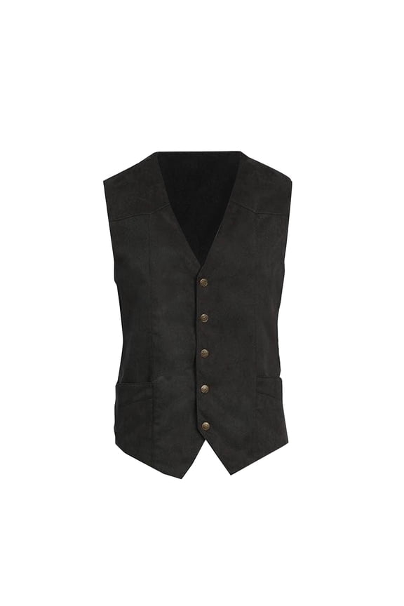 Men's Cowboy Faux Suede Leather Vest Vitntage Western Vest Coat Regular Fit Casual Waistcoat for Prom,Husband Gift,Daily Wear