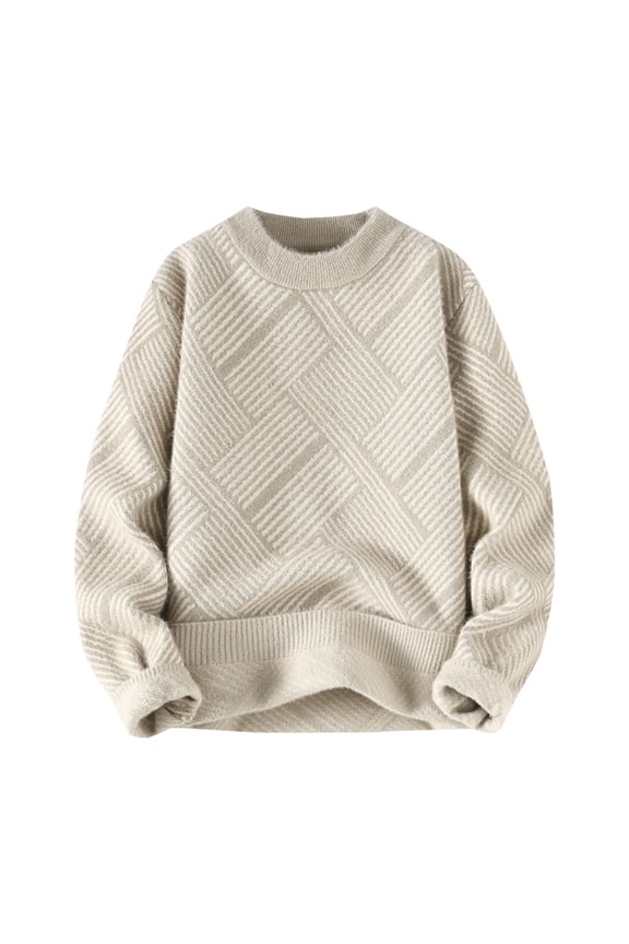 Men's Crewneck Pullover Sweater Casual Thick Weave Textured Sweaters Lightweight Casual Long Sleeve Plain Knit Shirts