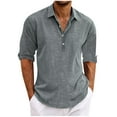 thumbnail image 1 of qolati Men's Cuban Guayabera Shirt Classic Fit 3/4 Rolled Sleeves Button Down Shirts Casual Summer Beach Wedding Holiday Blouse, 1 of 6