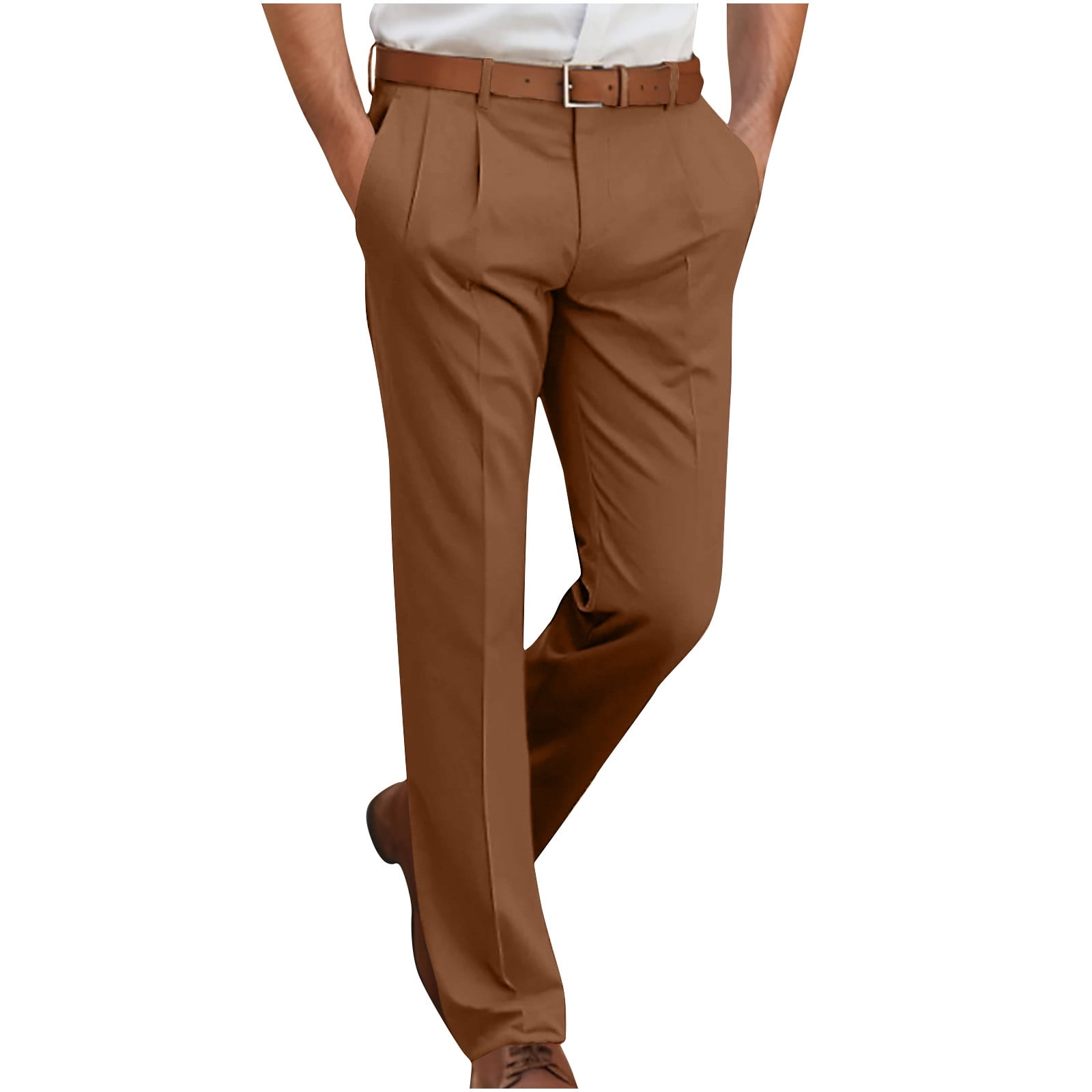 qolati Men's Dress Pants Classic Fit Pleated Front Work Golf
