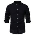thumbnail image 1 of qolati Men's Dress Shirts Slim Fit Long Sleeve Formal Blouse Classic Stand Collar Button Down Business Work Shirts, 1 of 7
