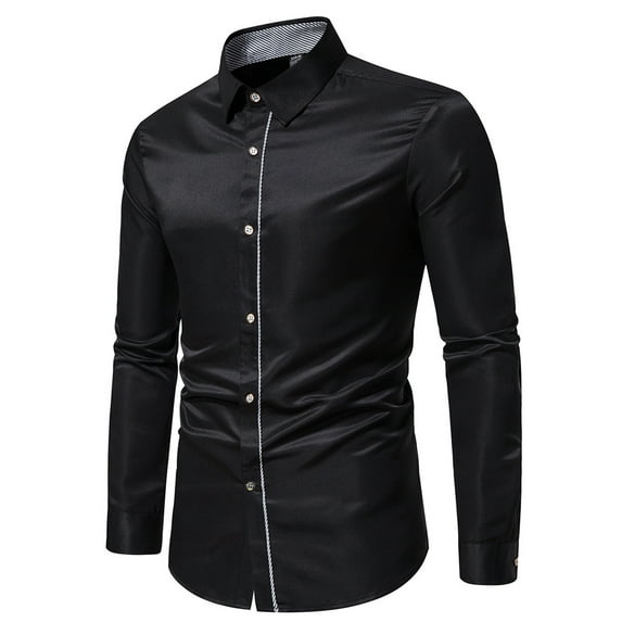 qolati Men's Dress Shirts Solid Long Sleeve Stretch Wrinkle-Free Formal Shirt Business Casual Button Down Luxury Shirts