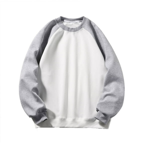 qolati Men's Fall Crewneck Sweatshirts Color Block Patchwork Long Sleeve Workout Sweater Lightweight Casual Pullover Shirt
