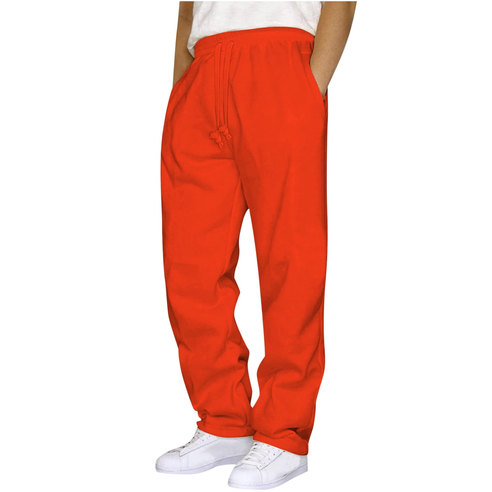 qolati Men s Fleece Cargo Sweatpants Open Bottom Stretch Elastic Waist Baggy Joggers Casual Loose Fit Athletic Drawstring Workout Gym Pants Walmart
