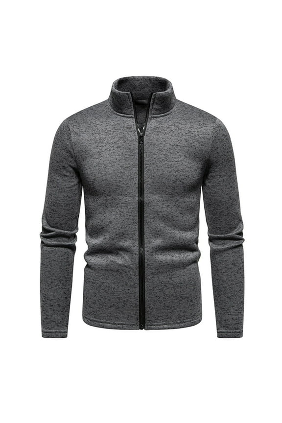 Men's Fleece Jackets Lightweight Soft Fall Winter Thermal Coats Outdoor Windproof Stand Collar Zip Up Golf Jacket
