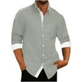 thumbnail image 1 of qolati Men's Henleys Muscle Fit Shirts Basic Solid Long Sleeve Casual Blouse Tops Fashion Lapel Collar Button Down Business Work Shirts, 1 of 6