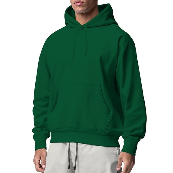qolati Men's Hoodie Sweatshirt Fashion Solid Long Sleeve Gym Athletic Sweatshirt Lightweight Soft Pullover Hooded with Kangaroo Pockets