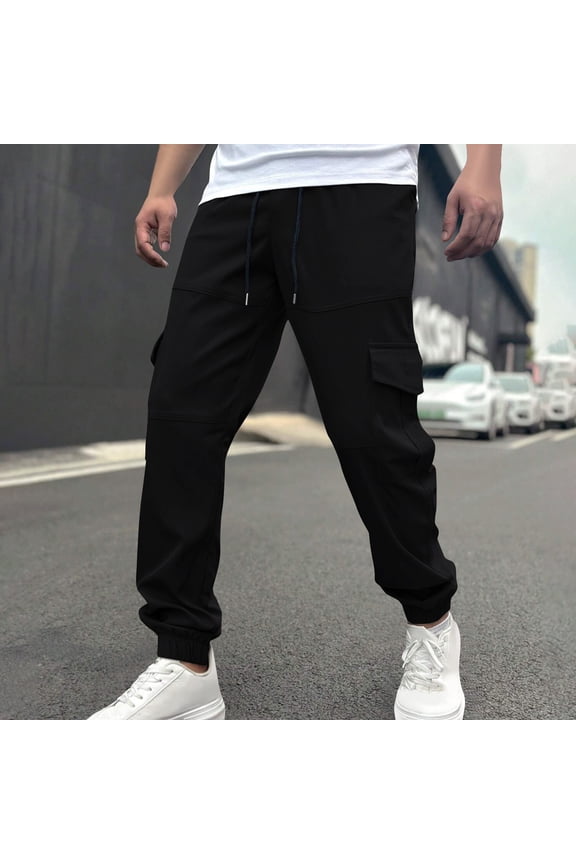 Men's Joggers Cargo Pants Stretch Tapered Running Sweatpants Drawstring Athletic Gym Jogging Workout Pants with Pockets