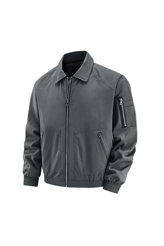 Men's Lightweight Bomber Jackets Trucker Jacket Classic Business Casual Zip Up Golf Coat with Pockets