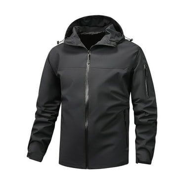 qolati Men's Lightweight Rain Jacket Zip Up Hooded Coat Outdoor Raincoat Hiking Windbreake jacket with Zipper Pockets