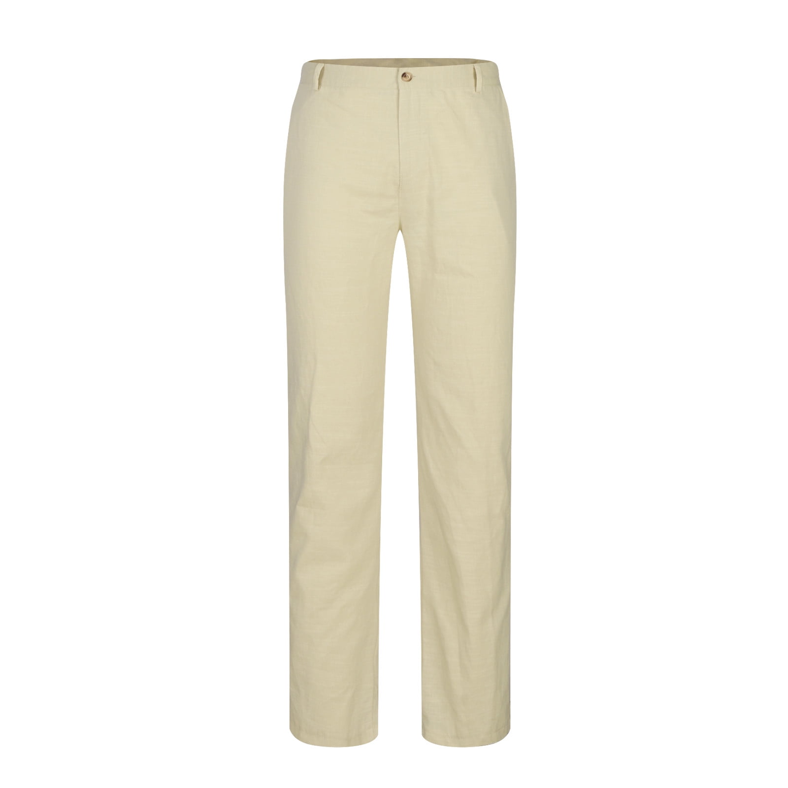 qolati Men's Linen Dress Pants Classic Fit Pleated Front Work Golf ...