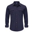 thumbnail image 1 of qolati Men's Muscle Fit Work Shirts Corduroy Stretch Wrinkle-Free Long Sleeve Henleys Blouse Casual Button Down Cargo Shirts with Pockets, 1 of 6
