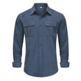 thumbnail image 1 of qolati Men's Muscle Fit Work Shirts Corduroy Stretch Wrinkle-Free Long Sleeve Henleys Blouse Casual Button Down Cargo Shirts with Pockets, 1 of 6