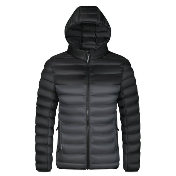 qolati Men's Puffer Jacket Hooded Full Zip Water Resistants Quilted Jackets Lightweight Hooded Windproof Winter Coat for Snow Ski Traveling