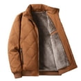 thumbnail image 1 of qolati Men's Puffer Jacket Stand Collar Faux Leather Zip Up Quilted Padded Jackets Winter Warm Fleece Thickened Jacket Coats, 1 of 4