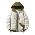 thumbnail image 1 of qolati Men's Puffer Jacket Thickened Winter Coat Warm Hooded Color Block Zip Up Jacket Ski Bubble Coat Outwear with Pockets, 1 of 7