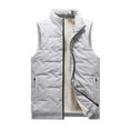 thumbnail image 1 of qolati Men's Puffer Vest Jacket Fashion Sleeveless Fleece Lined Winter Outdoor Zipper Jackets Loose Warm Cotton Padded Outdoor Outwear, 1 of 9