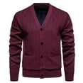 thumbnail image 1 of qolati Men's V Neck Cardigan Long Sleeve Button Up Plaid Sweater Business Casual Knitted Slim Fit Cardigan Sweaters Pockets, 1 of 5