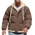 thumbnail image 1 of qolati Men's Winter Coat Hooded Zip Up Puffer Jacket Loose Long Sleeve Casual Parkas Daily Activity Wear Outerwear with Pockets, 1 of 6
