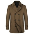 thumbnail image 1 of qolati Men's Winter Coat Wool Blend Double Breasted Pea Coat Classic Notched Collar Warm Woolen Coats Outwear Jackets, 1 of 7