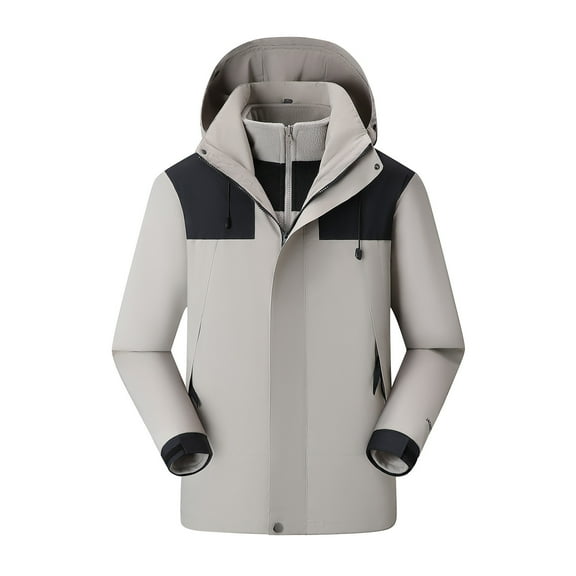 qolati Men's Winter Ski Jacket 3 in 1 Mountain Snow Waterproofs Coat Zip Up Warm Windbreaker Snowboard Jacket Parka with Hooded