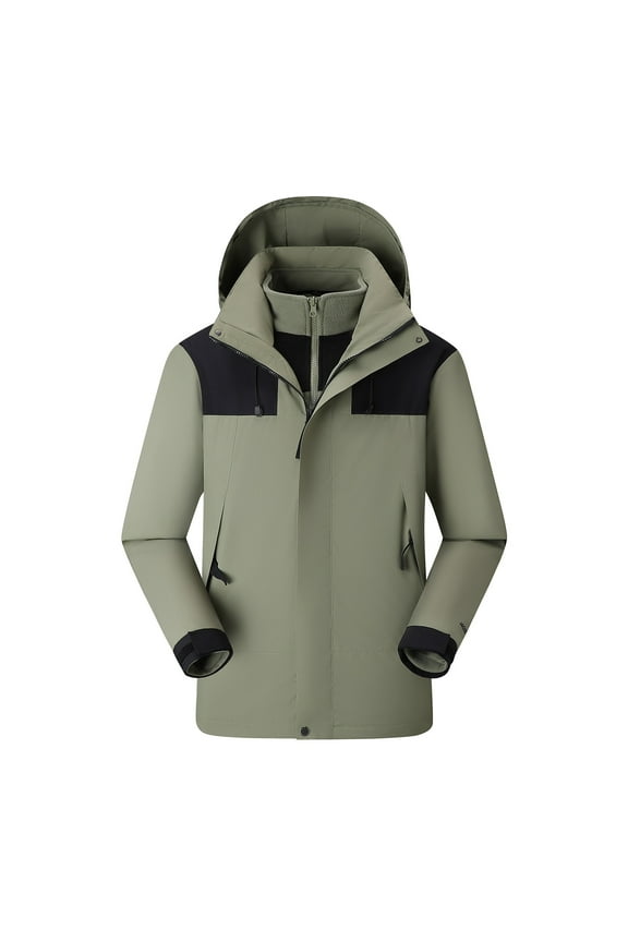 Men's Winter Ski Jacket 3 in 1 Mountain Snow Waterproofs Coat Zip Up Warm Windbreaker Snowboard Jacket Parka with Hooded