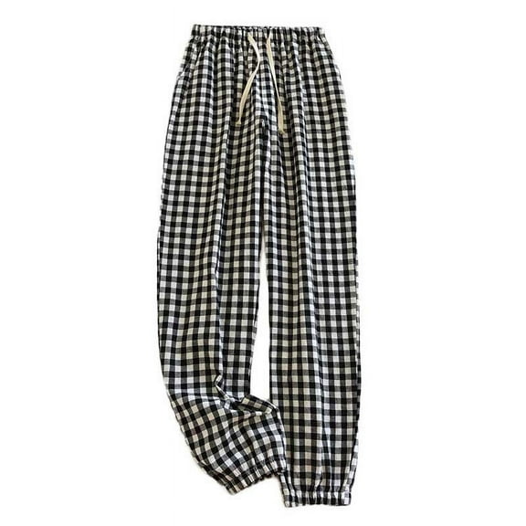 qolati Men's Women's Pajama Pants Comfy Soft Plaid Sleepwear Lounge Pants Elastic Waist Stretch Loose Fit PJs Bottoms Home Yoga Pants
