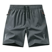 qolati Mens Athletic Running Shorts with Zipper Pockets Quick Dry Drawstring Elastic Waist Workout Shorts Lightweight Gym Workout Basketball Shorts, 1 Pack Gray XXL