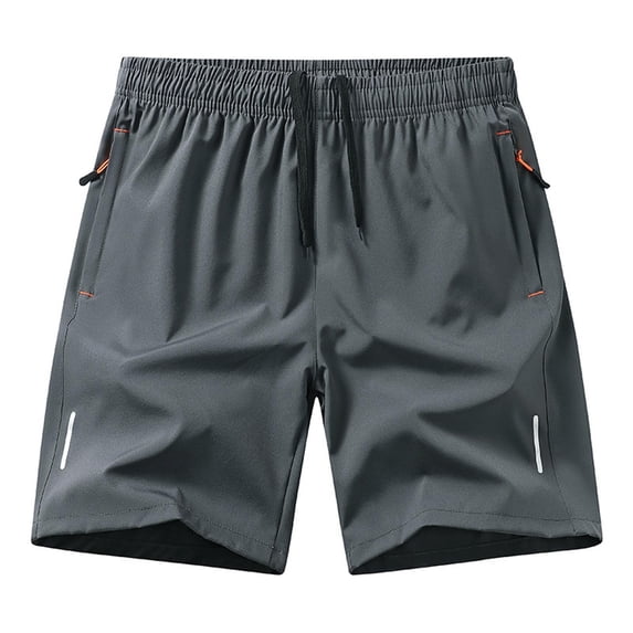 qolati Mens Athletic Running Shorts with Zipper Pockets Quick Dry Drawstring Elastic Waist Workout Shorts Lightweight Gym Workout Basketball Shorts, 1 Pack Gray XXL