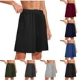 thumbnail image 1 of qolati Mens Athletic Shorts Wide Leg Knee Length Gym Sweat Shorts Summer Drawstring Casual Basketball Bermuda Shorts with Pockets Dark Gray L, 1 of 5