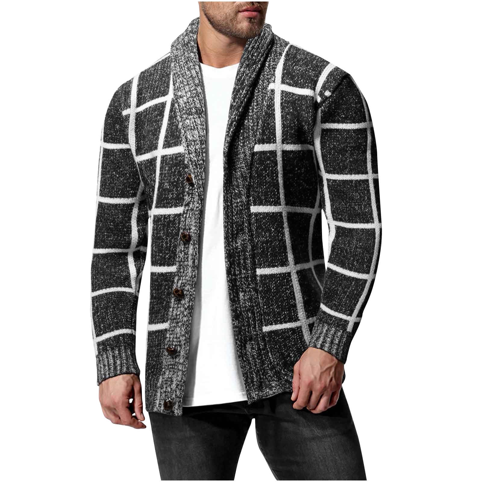Men's Cable Knit Cardigan With Shawl Lapel Regular Fit Wool Feel Knit Long Sleeve main image 1