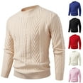 thumbnail image 1 of qolati Mens Cable Knit Sweater Casual Long Sleeve Crewneck Pullover Sweaters Lightweight Dress Business Work Tops Red XXXL, 1 of 3