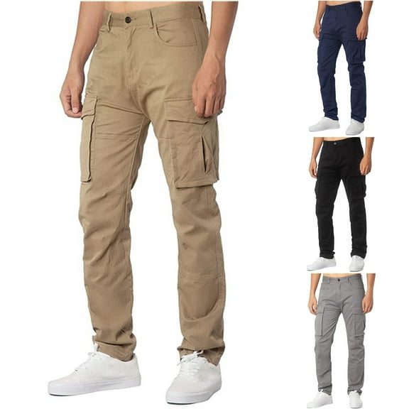 qolati Mens Cargo Pants Outdoor Casual Cotton Hiking Joggers Sweatpants Classic Fit Lightweight Athletic Workout Trousers