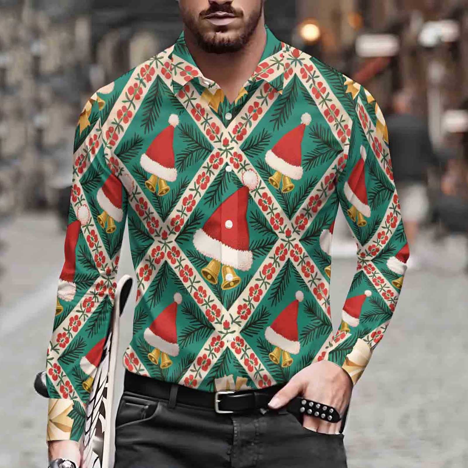 white christmas dresses OppoSuits Men's Festivity Blue Long Sleeve Shirt, Medium, Cotton main image 1