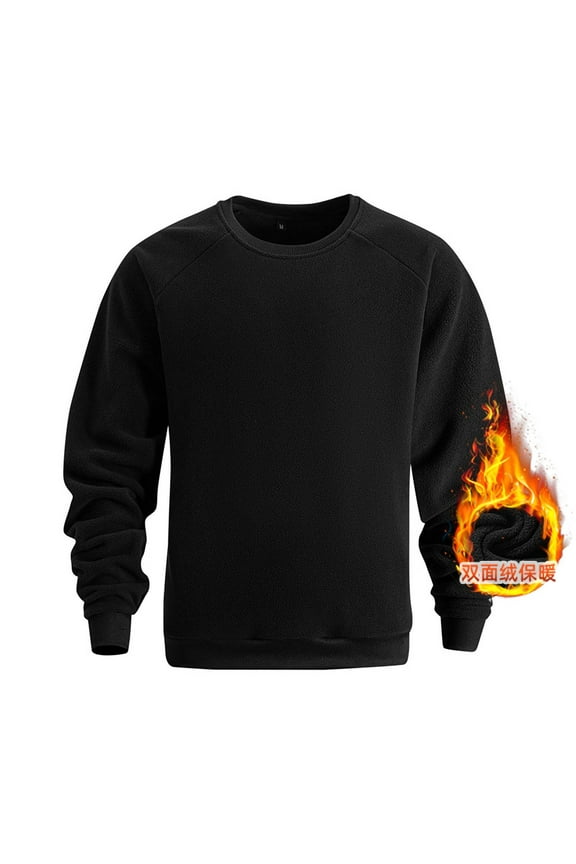Mens Crewneck Sweatshirts Polar Fleece Long Sleeve Pullover Sweater Casual Athletic Soild Color Workout Running Sweat Shrits Sizes S-3XL