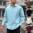 thumbnail image 1 of qolati Mens Dress Shirts Classic Fit Long Sleeve Button Down Shirt Casual Basic Solid Wrinkle-Free Formal Business Shirts Blue XL, 1 of 6