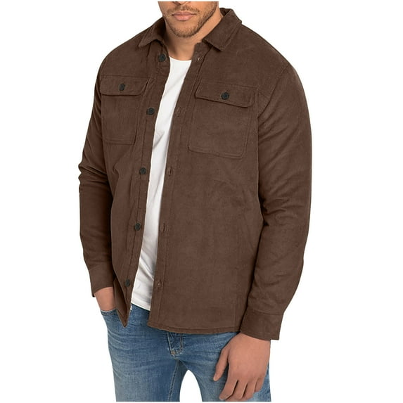 qolati Mens Dress Shirts Stylish Wool Blends Long Sleeve Open Front Cardigan Blouse Regular Fit Button Down Business Work Shirt