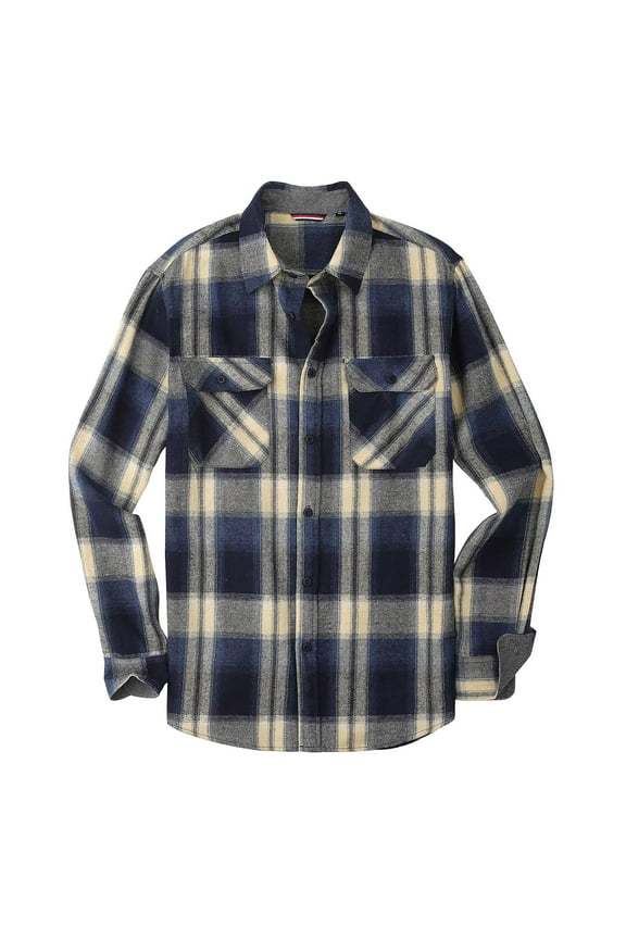 Mens Flannel Plaid Shirts Classic Long Sleeve Button Down Henleys Blouse Regular Fit Casual Shirt Jacket Tops