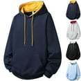 thumbnail image 1 of qolati Mens Hoodies Color Block Liner Pullover Hoodie Basic Tops Casual Long Sleeve Drawstring Hooded Sweatshirts with Kanga Pocket Blue L, 1 of 4