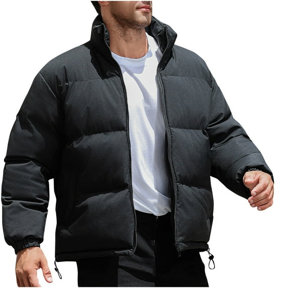 qolati Mens Lightweight Puffer Jackets Warm Puffy Winter Down Jacket Windproofs Thickened Stand Collar Zip Up Quilted Coat