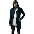 thumbnail image 1 of qolati Mens Long Hooded Cardigan Vintage Ruffle Shawl Collar Open Front Jackets Lightweight Long Sleeve Drape Cape Overcoat with Pockets, 1 of 6