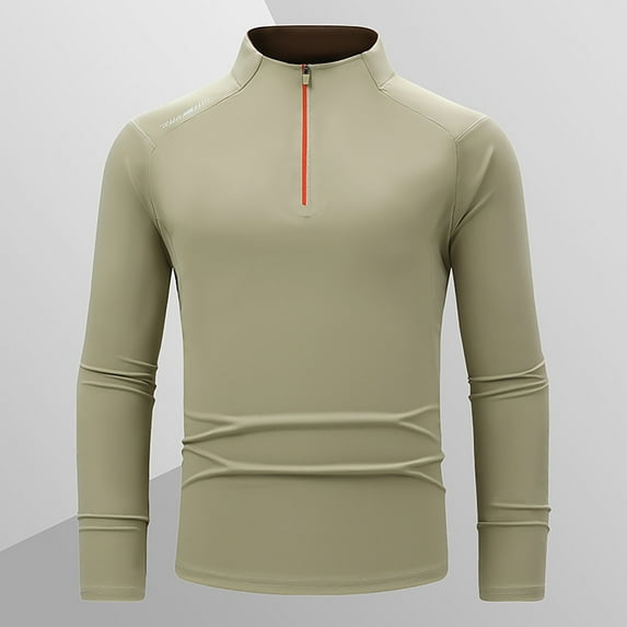 qolati Mens Long Sleeve Quarter Zip Shirts Sun Protection Pullover Slim Fit Mock Neck Basic T-Shirt UPF 50+ Rash Guard Running Lightweight Golf Shirt Sizes S-4XL