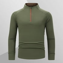 qolati Mens Long Sleeve Quarter Zip Shirts Sun Protection Pullover Slim Fit Mock Neck Basic T-Shirt UPF 50  Rash Guard Running Lightweight Golf Shirt Sizes S-4XL