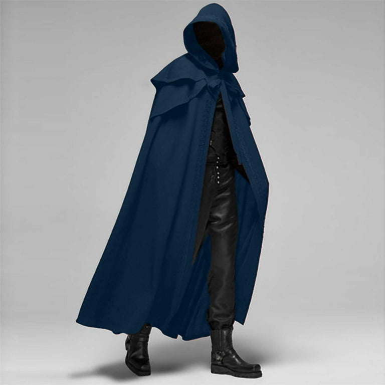 qolati Mens Medieval Cape Cloak with Hood Halloween