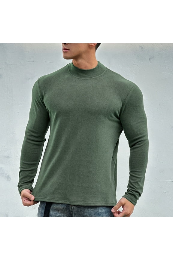 Mens Mock Turtleneck T-Shirts Fall Casual Long Sleeve Pullover Shirt Stretchy Basic Lightweight Undershirt Sweater Tops Sizes S-3XL