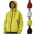 thumbnail image 1 of qolati Mens Rain Jacket Lightweight Windbreaker Hooded Raincoat Pockets Waterproof Zip Up Softshell Rain Coats for Hiking Fishing Activewear Red M, 1 of 10