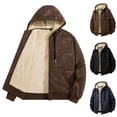thumbnail image 1 of qolati Mens Sherpa Hoodie Jacket Fleece Lined Zip Up Warm Hoodies Sweatshirt Geometric Graphic Print Winter Zipper Sweater Hooded Coat Navy S, 1 of 6