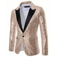 thumbnail image 1 of qolati Mens Shiny Metallic Blazer Jacket Regular Fit Sequins Sparkly Dress Suit Jackets Casual 70s Disco Vintage Party Sequin Notched Collar Sport Coat for Wedding Party Prom Sizes S-5XL, 1 of 3