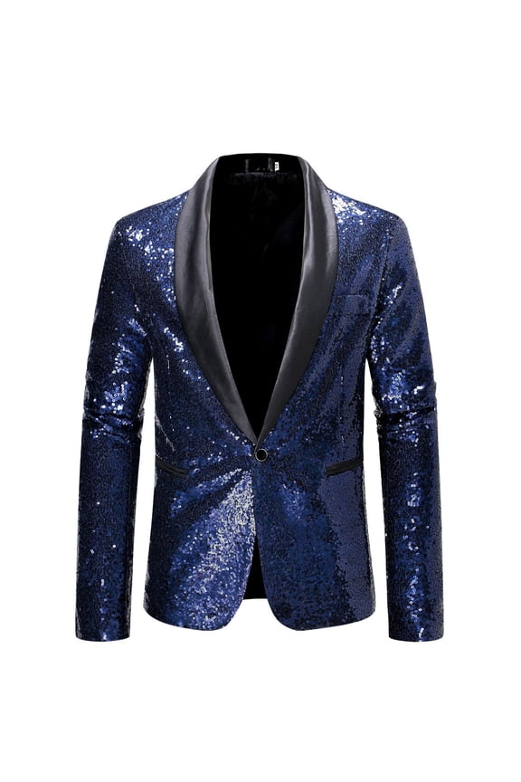 Mens Shiny Sequins Blazer Casual Lightweight Suit Jacket Stylish Tuxedo for Disco Ball Holiday Party Cocktail WeddingSizes S-2XL