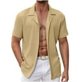 thumbnail image 1 of qolati Mens Shirts Casual Button Down Cotton Linen Shirt Stylish Fashion Short Sleeve Textured Summer Cuban Beach Shirts, 1 of 5
